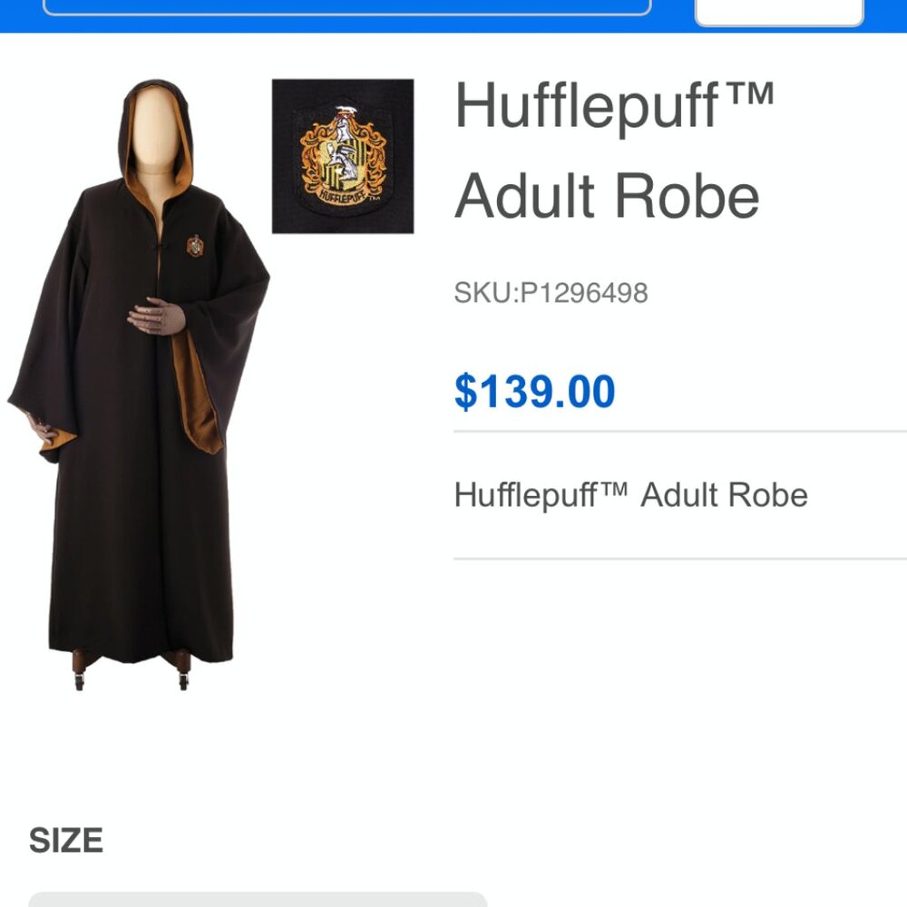 Authentic Universal Studio Harry Potter Hufflepuff Robe : Size Medium